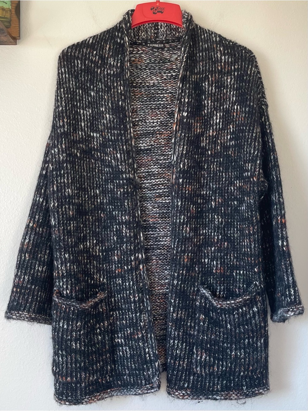 Express Chunky Marled Open Cardigan - Wool Alpaca Blend - One Size